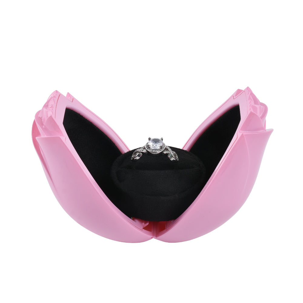 ring box - Pink Rose Ring Box front view