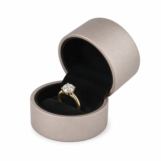 ring box - 12pcs Champagne PU Ring Boxes P04R-C front view