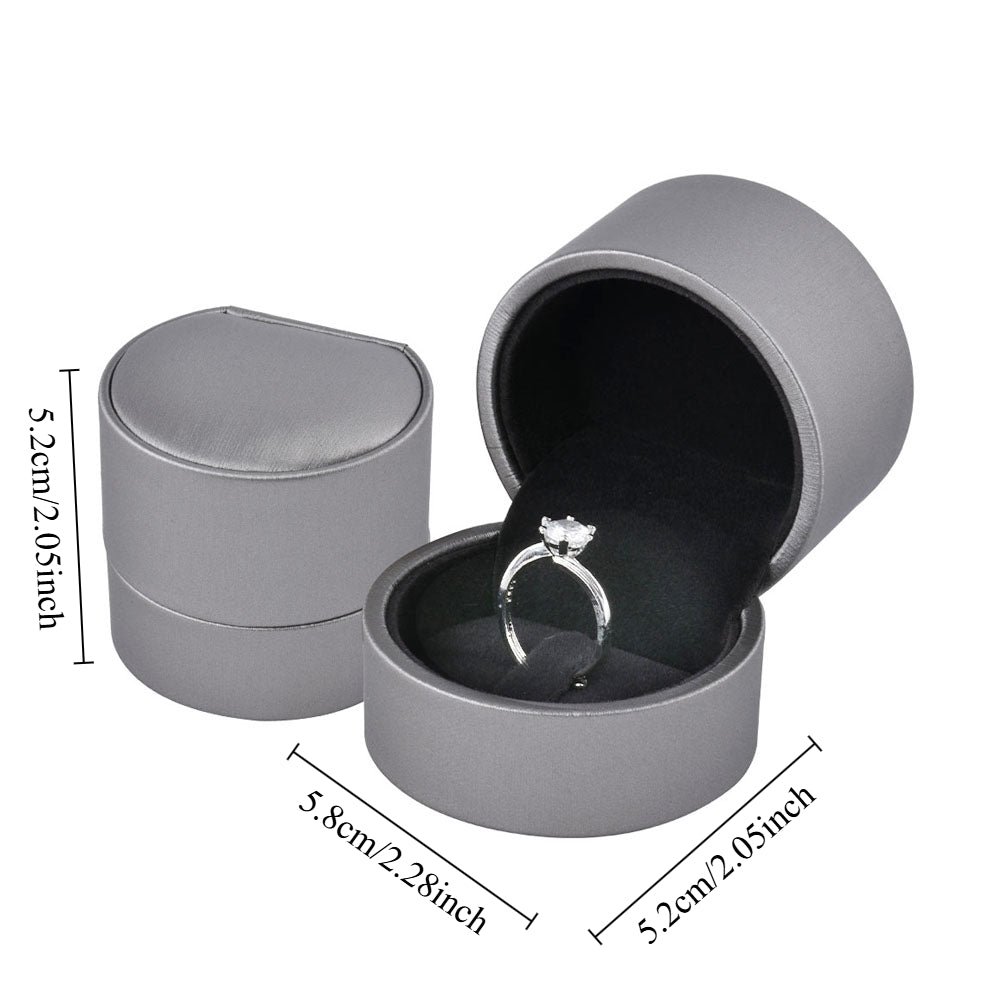 ring box - 12pcs Gray Grey PU Ring Boxes Box Display P04R-GR side view