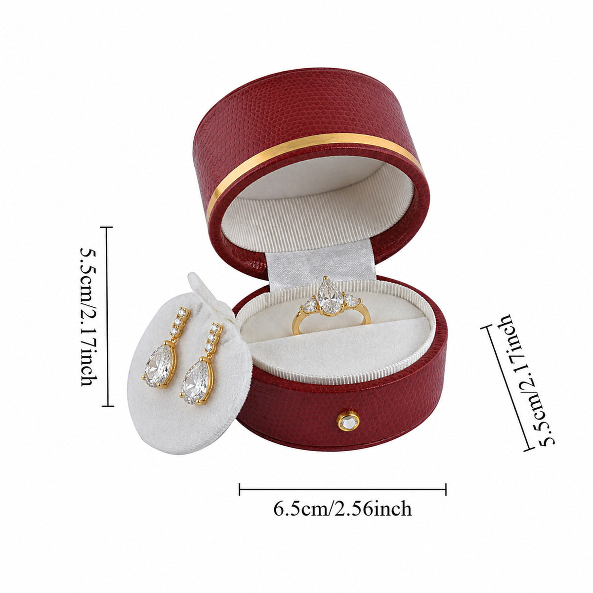 ring box - 6pcs Red Ring Boxes L022R-R side view