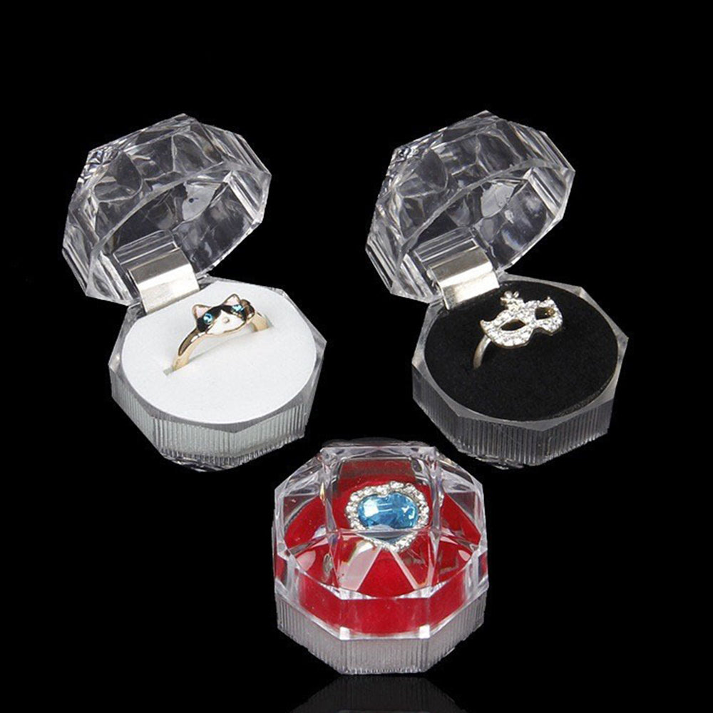 ring box - Red Transparent Acrylic Ring Box open view