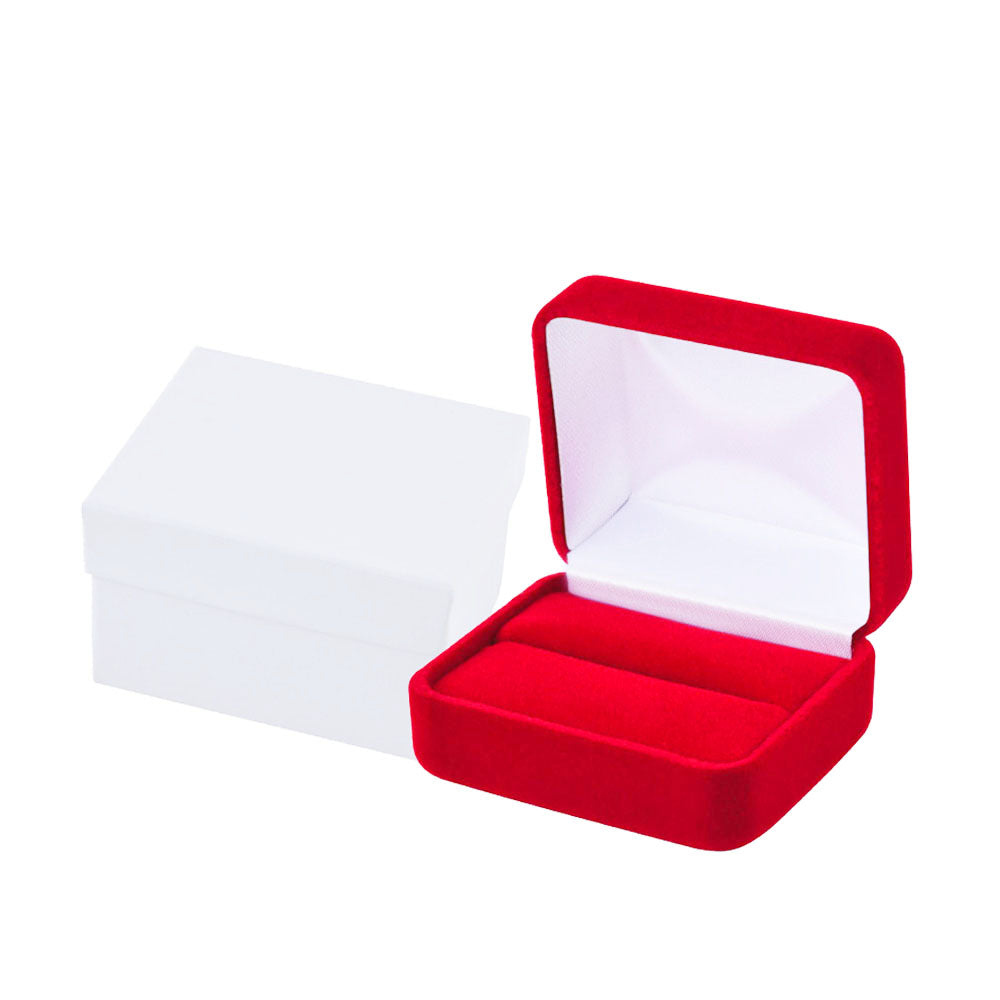 ring box - Red Velvet Double Ring Boxes - 12 Pack YR5-RD open view