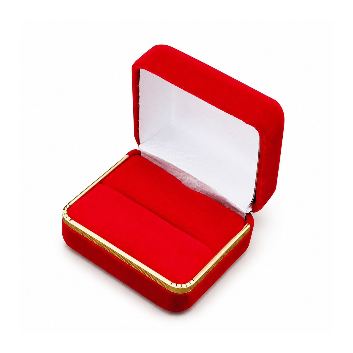 ring box - Red Velvet Double Ring Boxes with Gold Trim - 12 Pack SR5-RD detail view