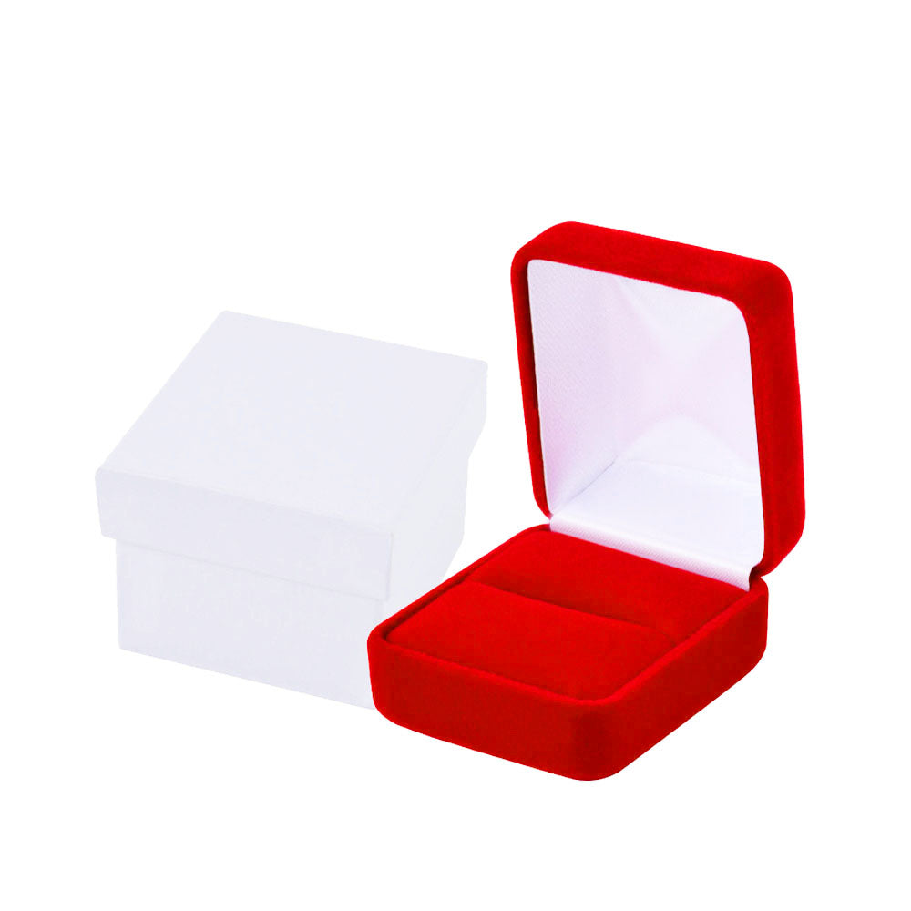 ring box - Red Velvet Ring Boxes - 12 Pack YR3-RD side view