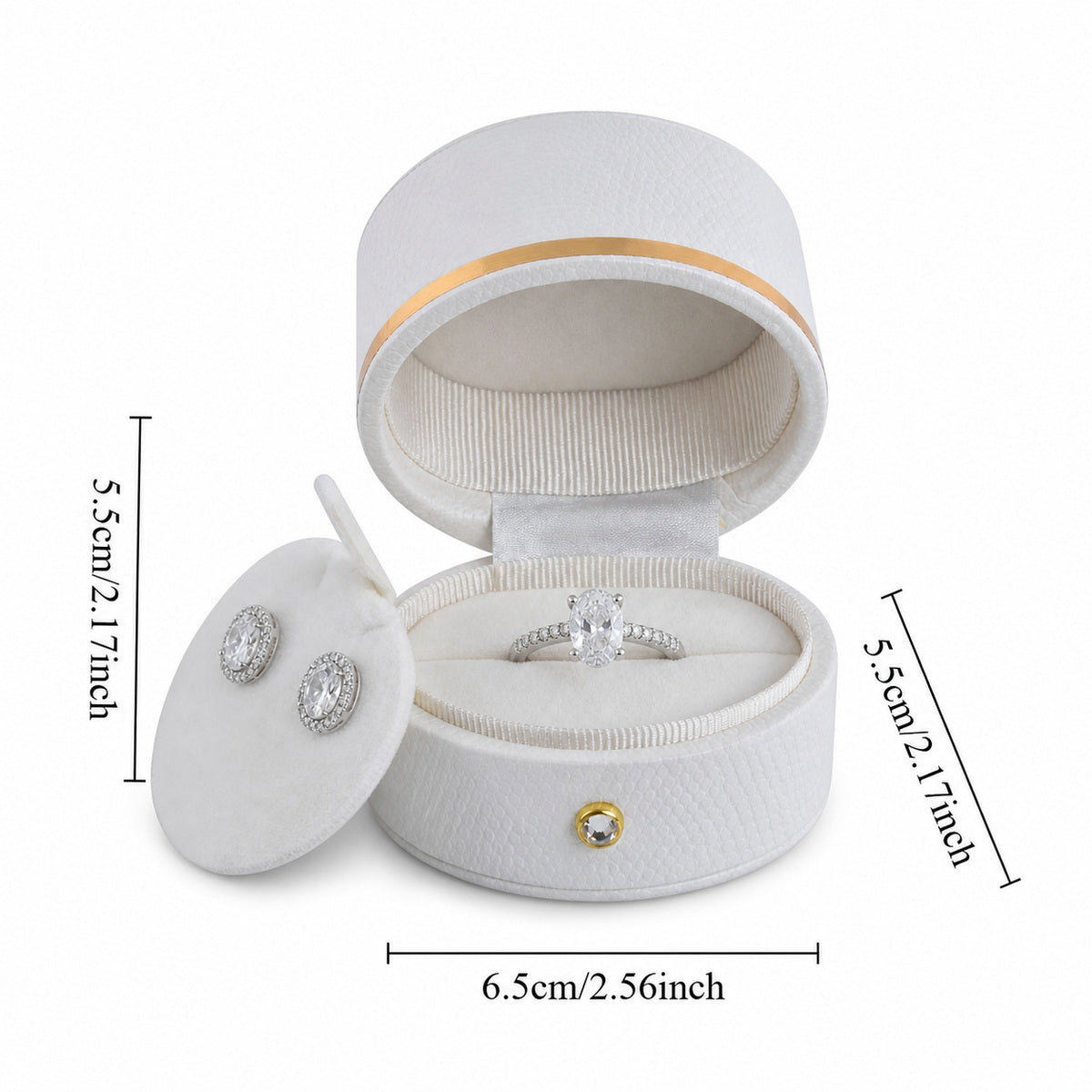 ring box - 6pcs White Ring Boxes L022R-W side view