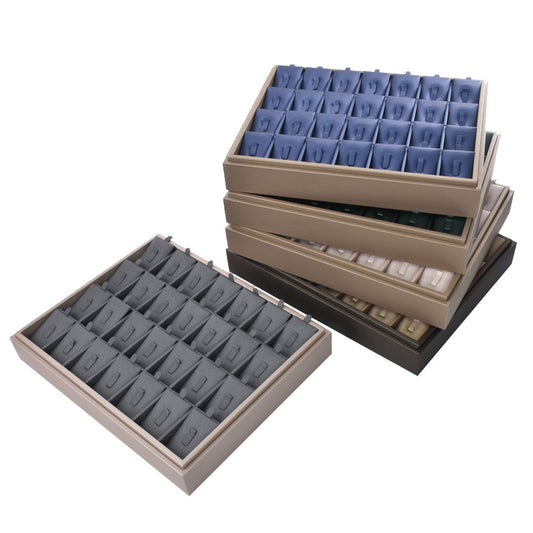 ring display and bracelet display - 28 Gray PU Display Ring Tray Bracelet T002-R PU-G front view
