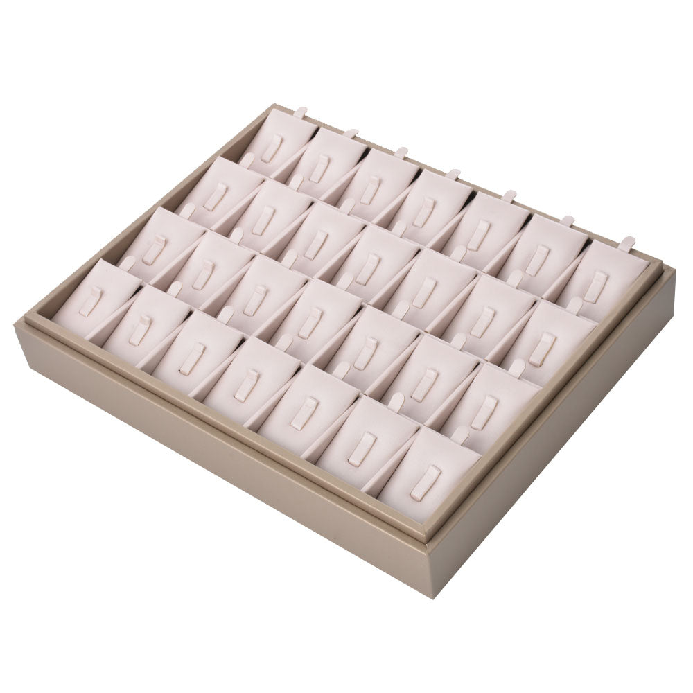 ring display and bracelet display - 28 Gray PU Display Ring Tray Bracelet T002-R PU-G open view