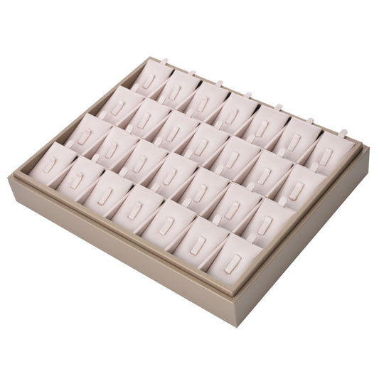 ring display and bracelet display - 28 Gray PU Display Ring Tray Bracelet T002-R PU-G open view