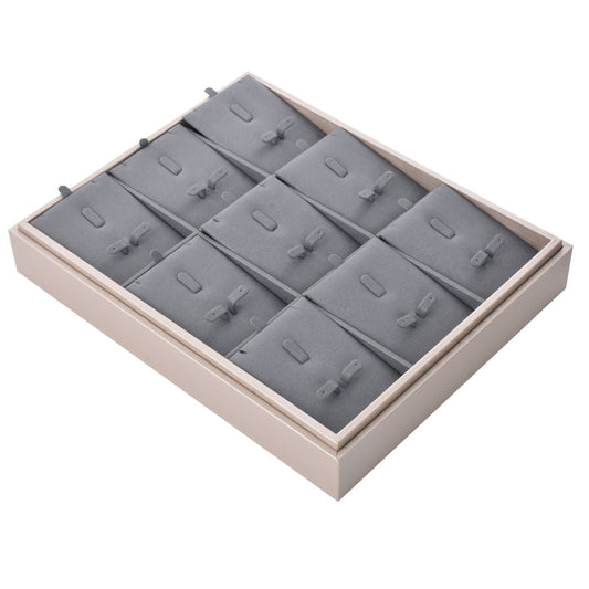 ring display and earring display - 12 Gray PU Display Earring Ring Tray T002-E2 PU-G front view