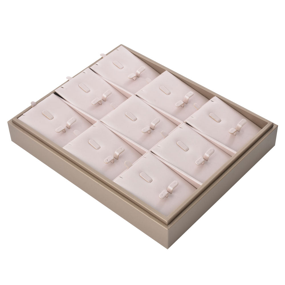 ring display and earring display - 12 Gray PU Display Earring Ring Tray T002-E2 PU-G side view