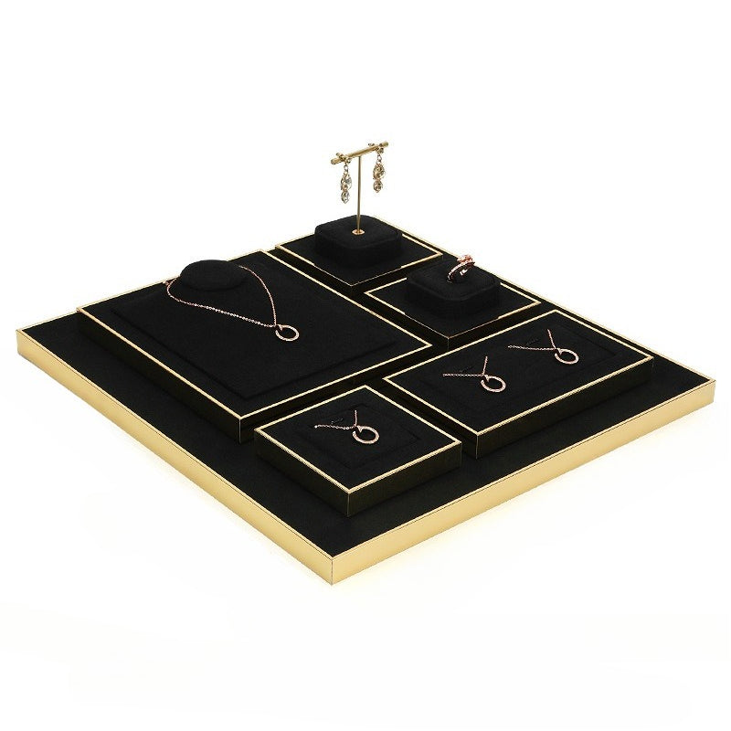 ring display and earring display and necklace display - Black Microfiber Display Necklace Ring Earring C01190 product view 12