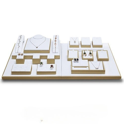 ring display and necklace display - Gold White Display Necklace Ring Stand C00713 product view 09