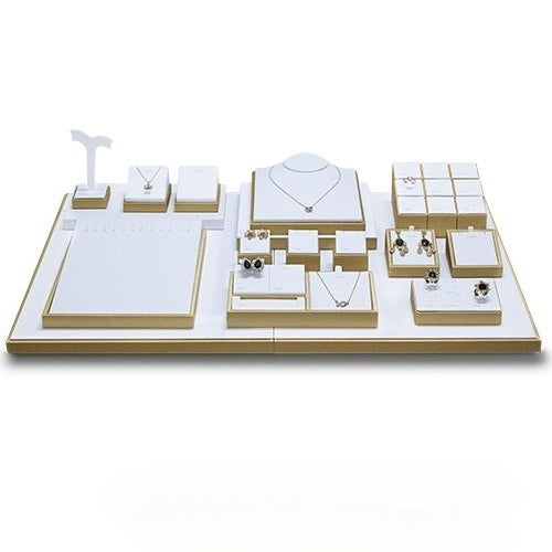 ring display and necklace display - Gold White Display Necklace Ring Stand C00713 product view 10