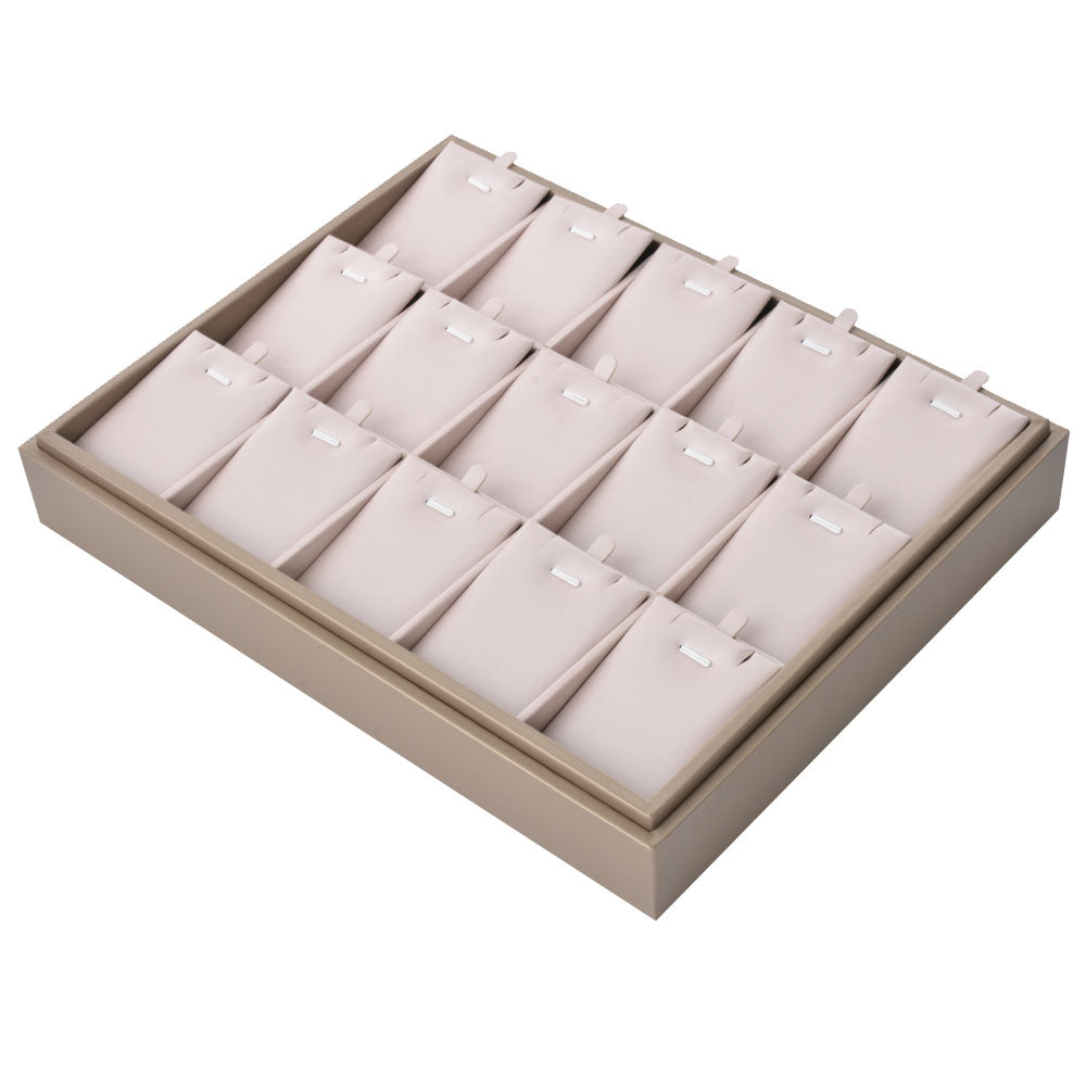 ring display and pendant display - 15 Gray PU Display Pendant Tray Ring T002-P PU-G detail view