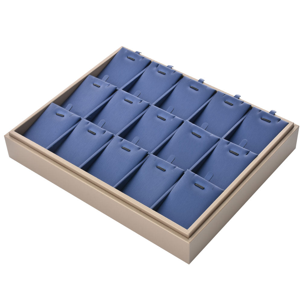 ring display and pendant display - 15 Gray PU Display Pendant Tray Ring T002-P PU-G side view