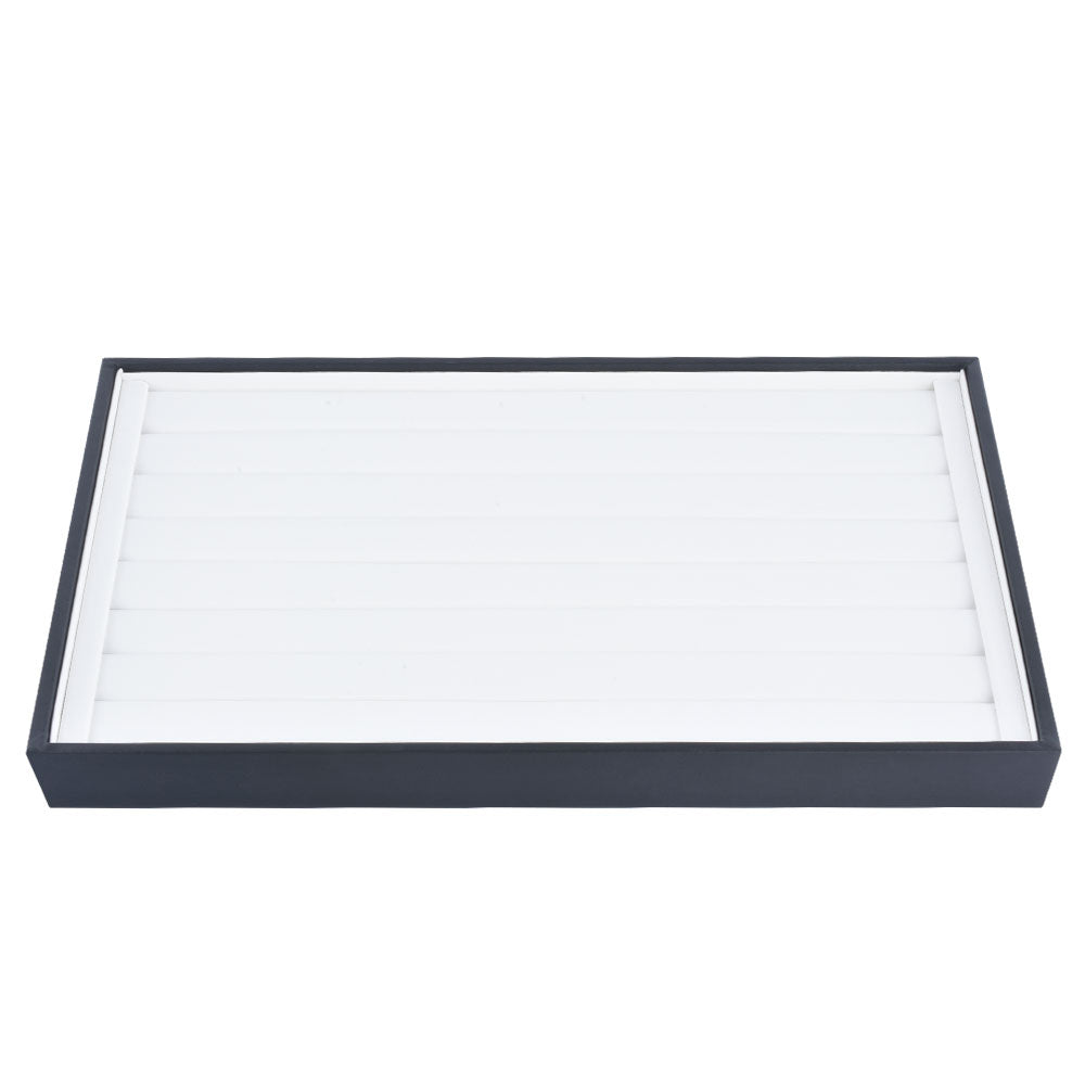 ring display - White PU Leather Ring Tray Display T001-R PU-W open view
