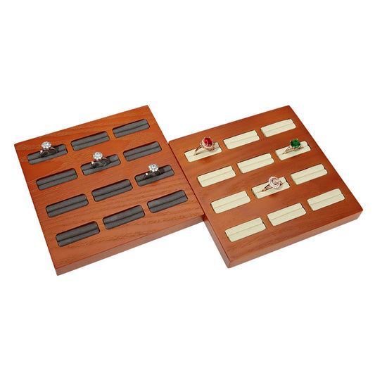 ring display - Wood Wooden Ring Display Tray C01015 front view