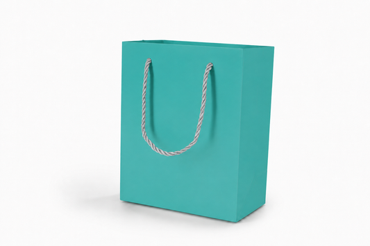 Tiffany Blue medium tall paper gift tote bag with rope handles, 24 pack