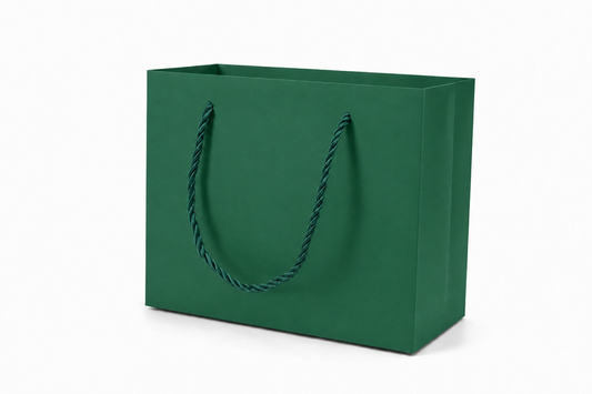 Green medium landscape paper gift tote bag with rope handles, 24 pack