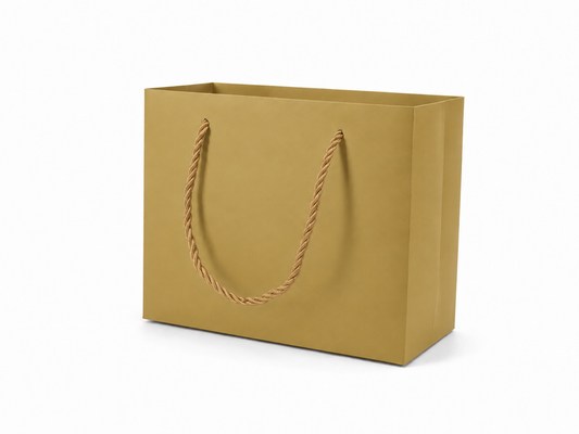 Gold medium landscape paper gift tote bag with rope handles, 24 pack