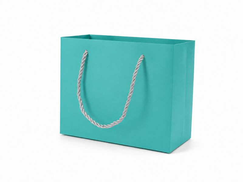Tiffany Blue medium landscape paper gift tote bag with rope handles, 24 pack