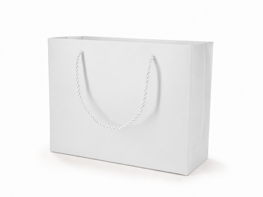 white large landscape paper gift tote bag with rope handles, 24 pack