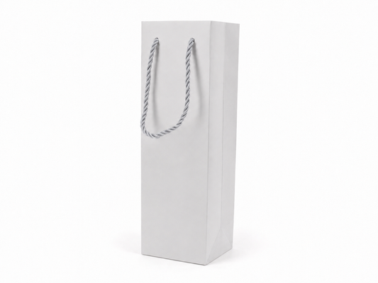 white tall narrow paper gift tote bag with rope handles, 24 pack
