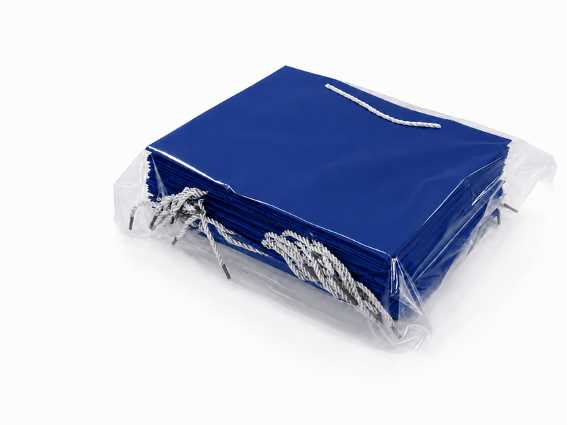 Bulk 24-pack of blue paper gift bags for jewelry retail packaging, 13 × 6 × 9.75 in