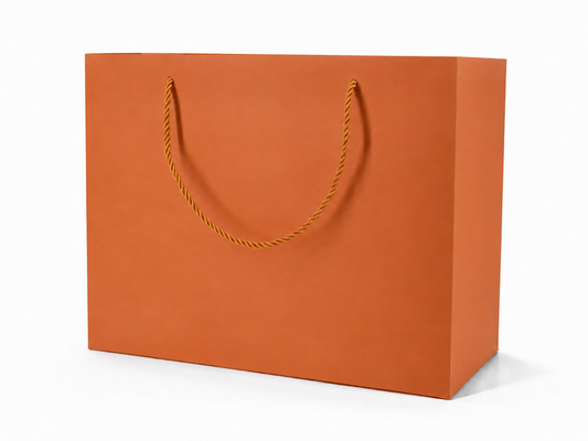 Orange extra-large landscape paper gift tote bag with rope handles, 24 pack