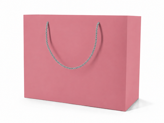 Pink extra-large landscape paper gift tote bag with rope handles, 24 pack