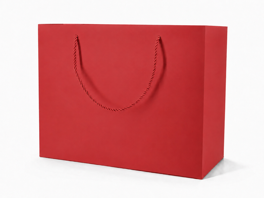 Red extra-large landscape paper gift tote bag with rope handles, 24 pack