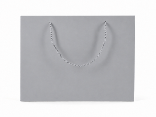 Silver extra-large landscape paper gift tote bag with rope handles, 24 pack