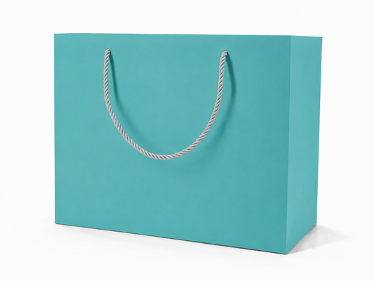 Tiffany Blue extra-large landscape paper gift tote bag with rope handles, 24 pack