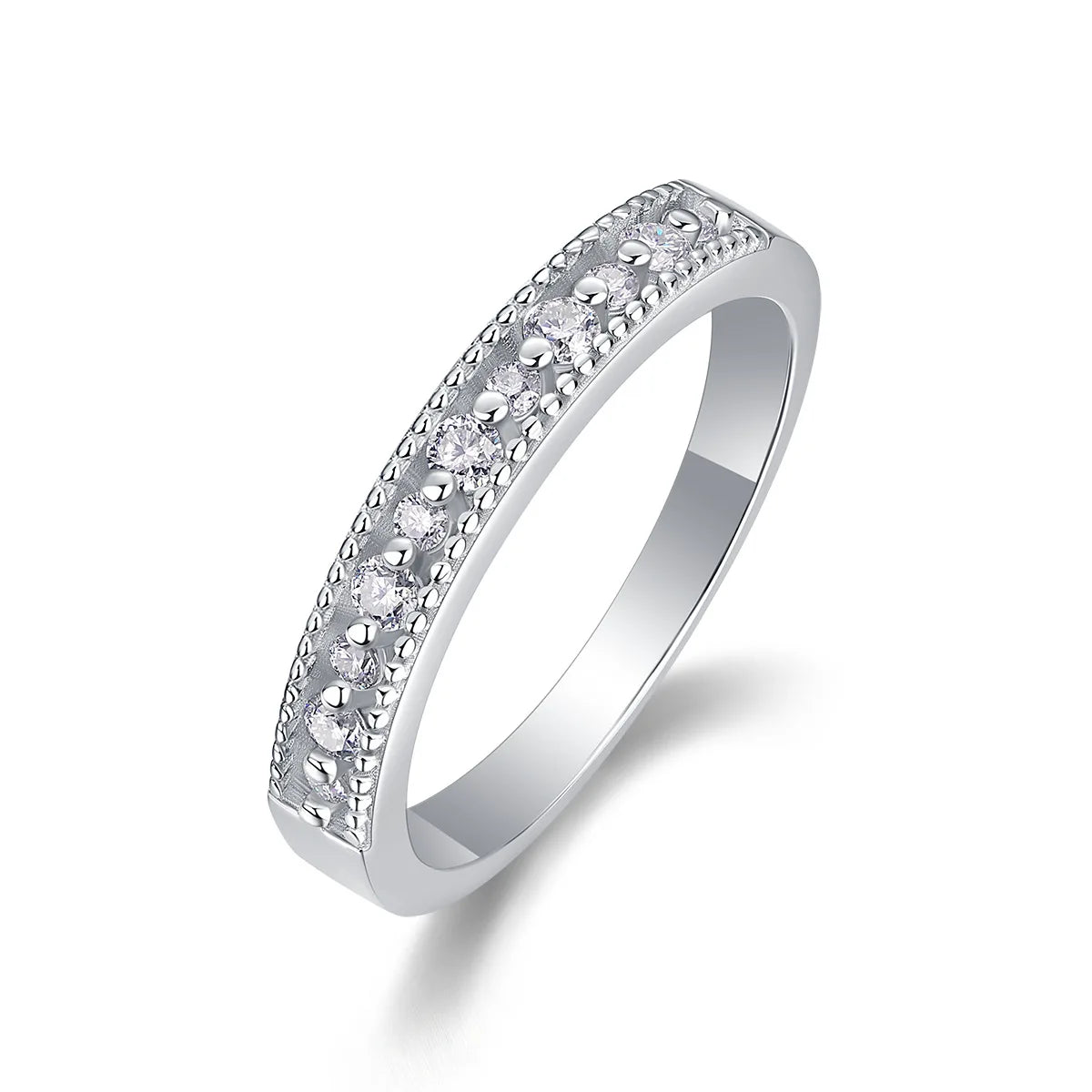 sterling silver jewelry - Silver Ring SLM0120R-White-6 front view