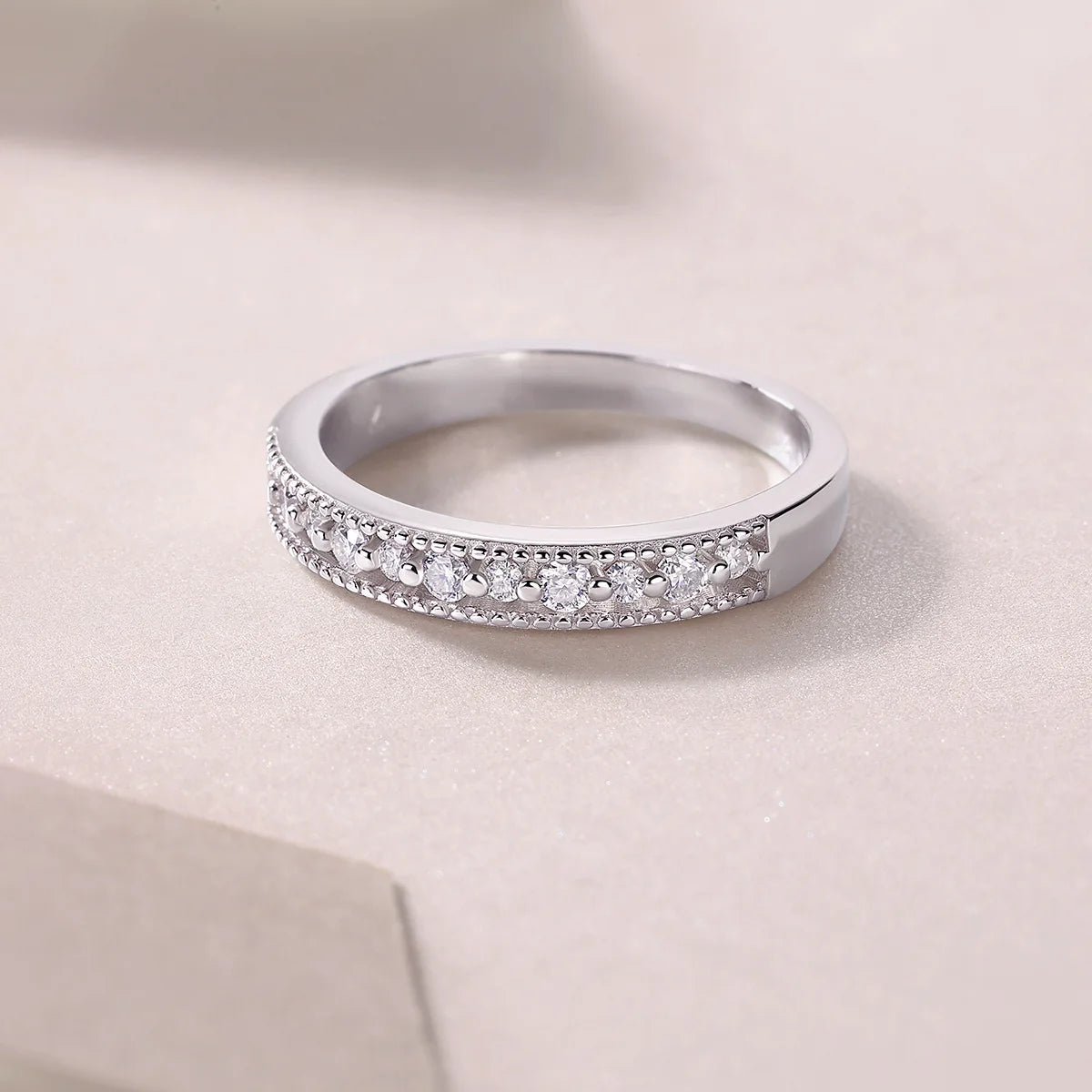sterling silver jewelry - Silver Ring SLM0120R-White-6 open view