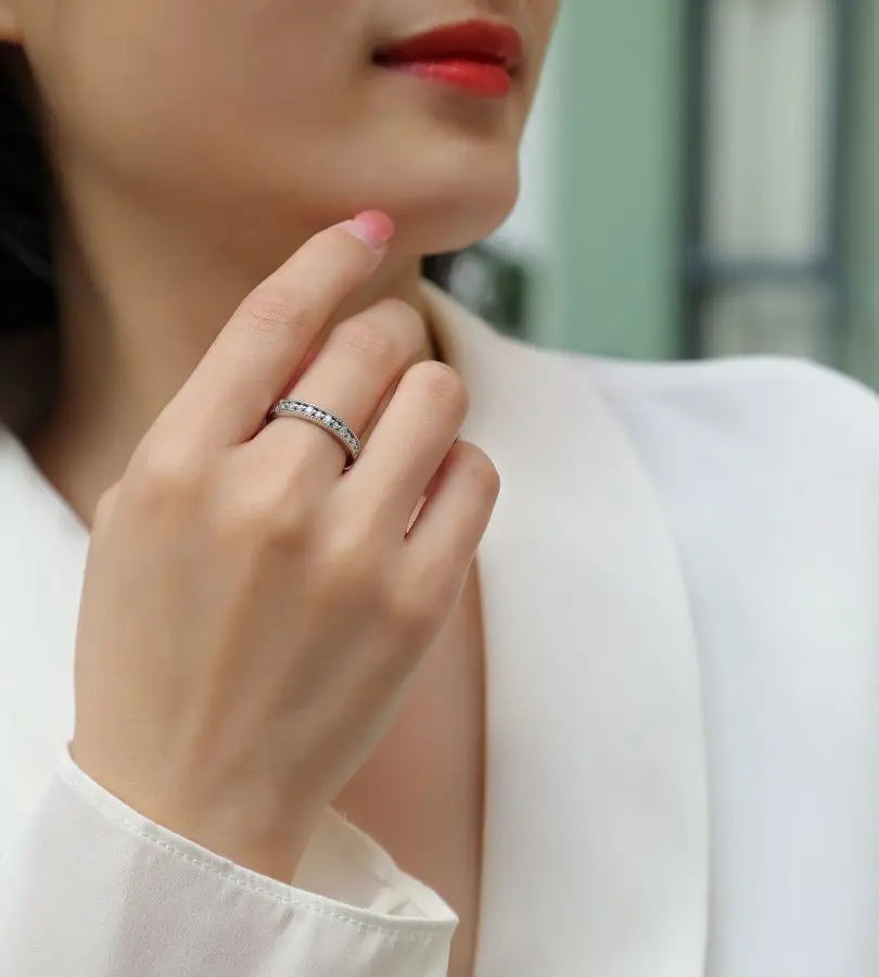 sterling silver jewelry - Silver Ring SLM0120R-White-6 product view 05