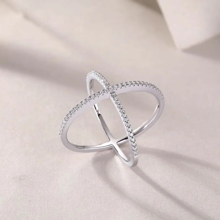 sterling silver jewelry - Silver Ring SLM0100R-White-6 detail view