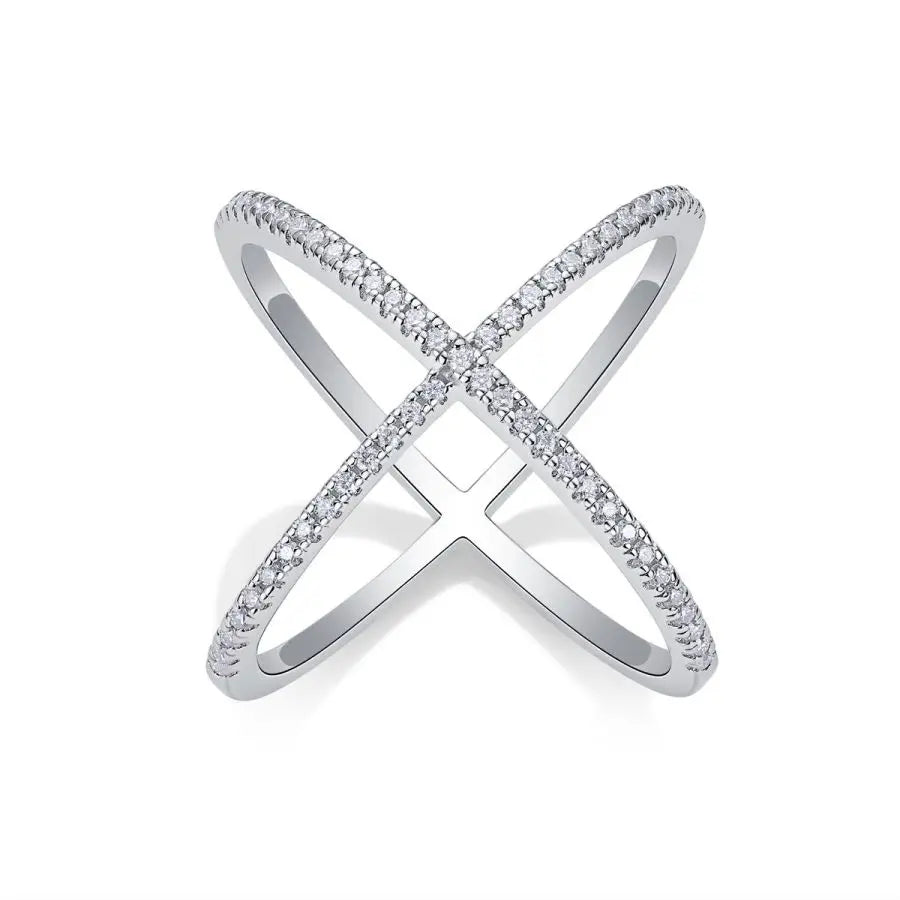 sterling silver jewelry - Silver Ring SLM0100R-White-6 front view