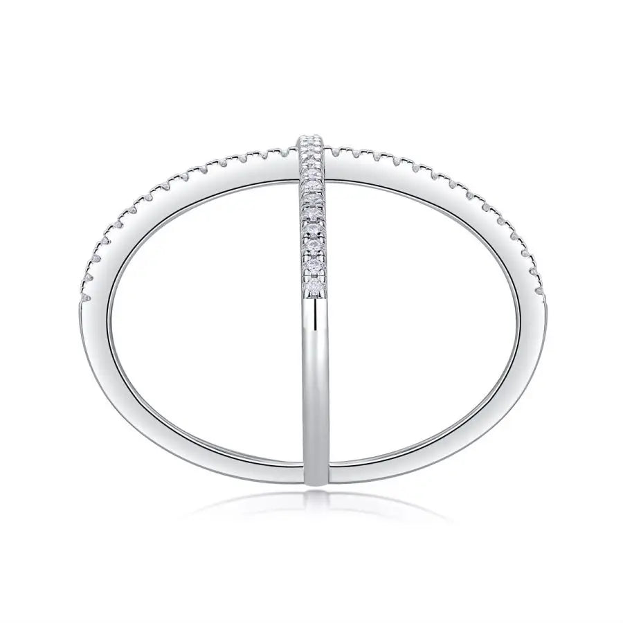 sterling silver jewelry - Silver Ring SLM0100R-White-6 open view