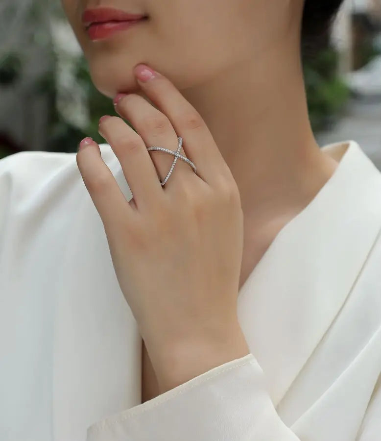 sterling silver jewelry - Silver Ring SLM0100R-White-6 product view 05