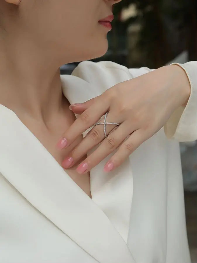 sterling silver jewelry - Silver Ring SLM0100R-White-6 product view 06