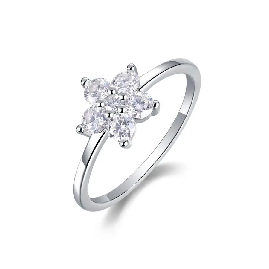 sterling silver jewelry - White Gold Ring SLM0094R-White-6 front view