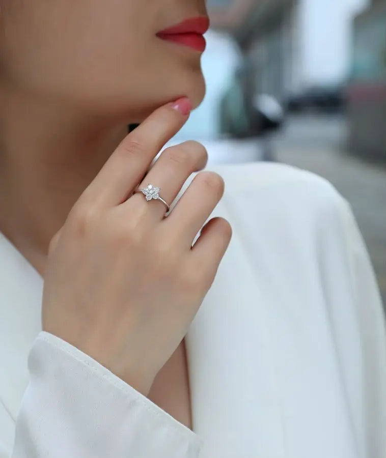 sterling silver jewelry - White Gold Ring SLM0094R-White-6 product view 06