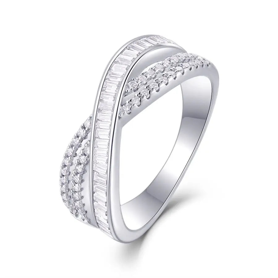 sterling silver jewelry - 925 Silver Silver Jewelry SLM0102R-White-6 front view