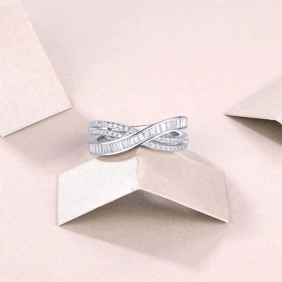 sterling silver jewelry - 925 Silver Silver Jewelry SLM0102R-White-6 side view