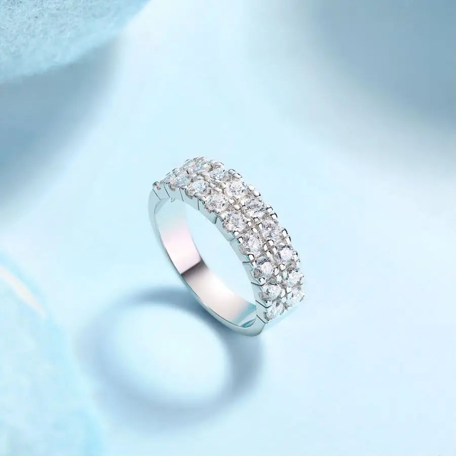 sterling silver jewelry - 925 Silver Ring SLM0121R-White-6 open view