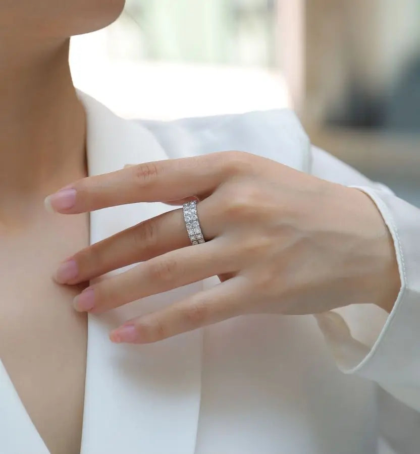 sterling silver jewelry - 925 Silver Ring SLM0121R-White-6 product view 05