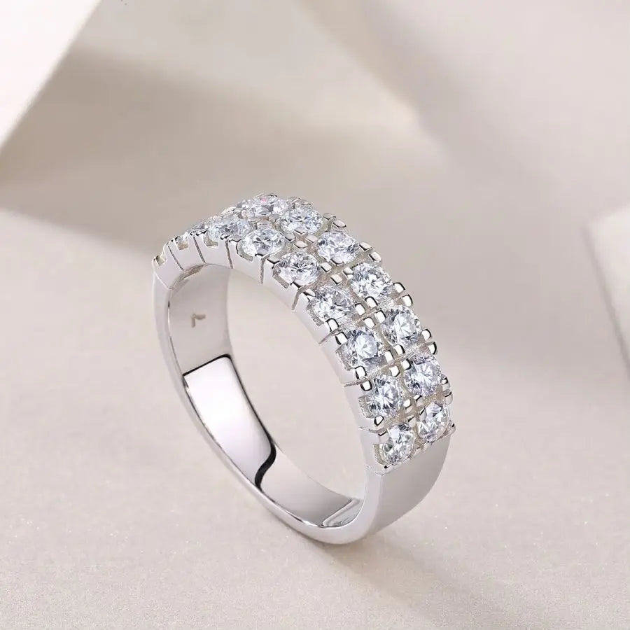 sterling silver jewelry - 925 Silver Ring SLM0121R-White-6 side view