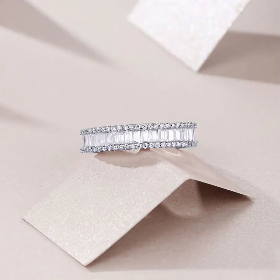 sterling silver jewelry - 925 Silver Rings SLM0101R-White-6 detail view