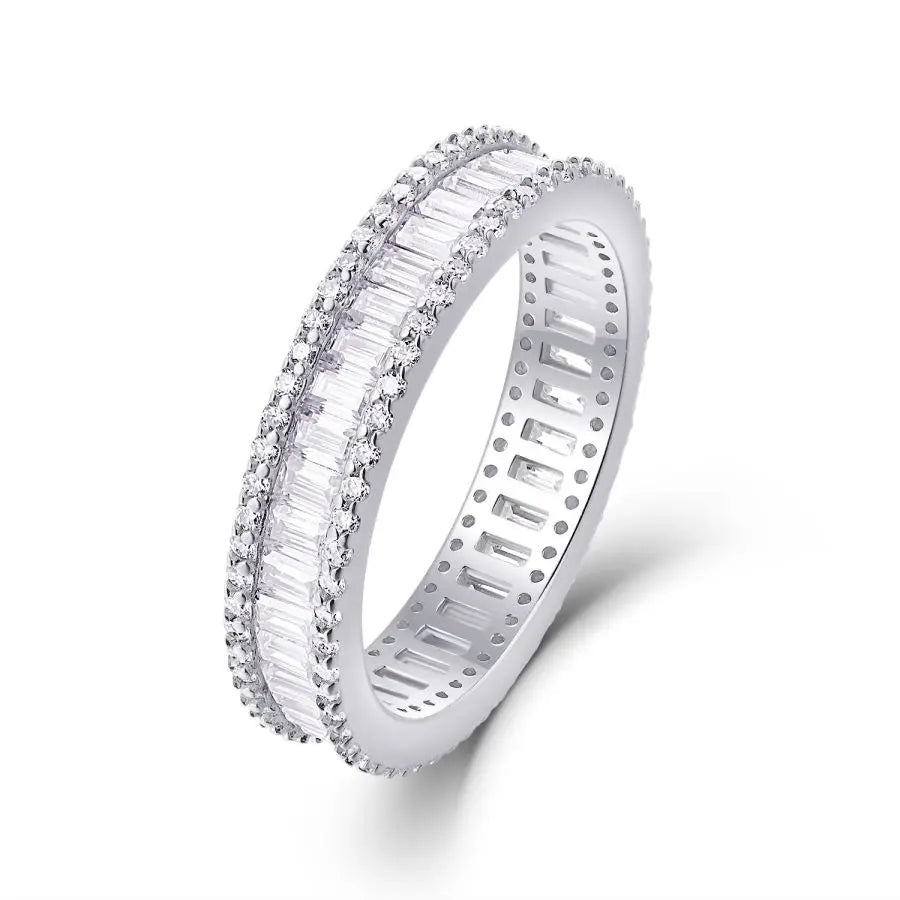 sterling silver jewelry - 925 Silver Rings SLM0101R-White-6 front view